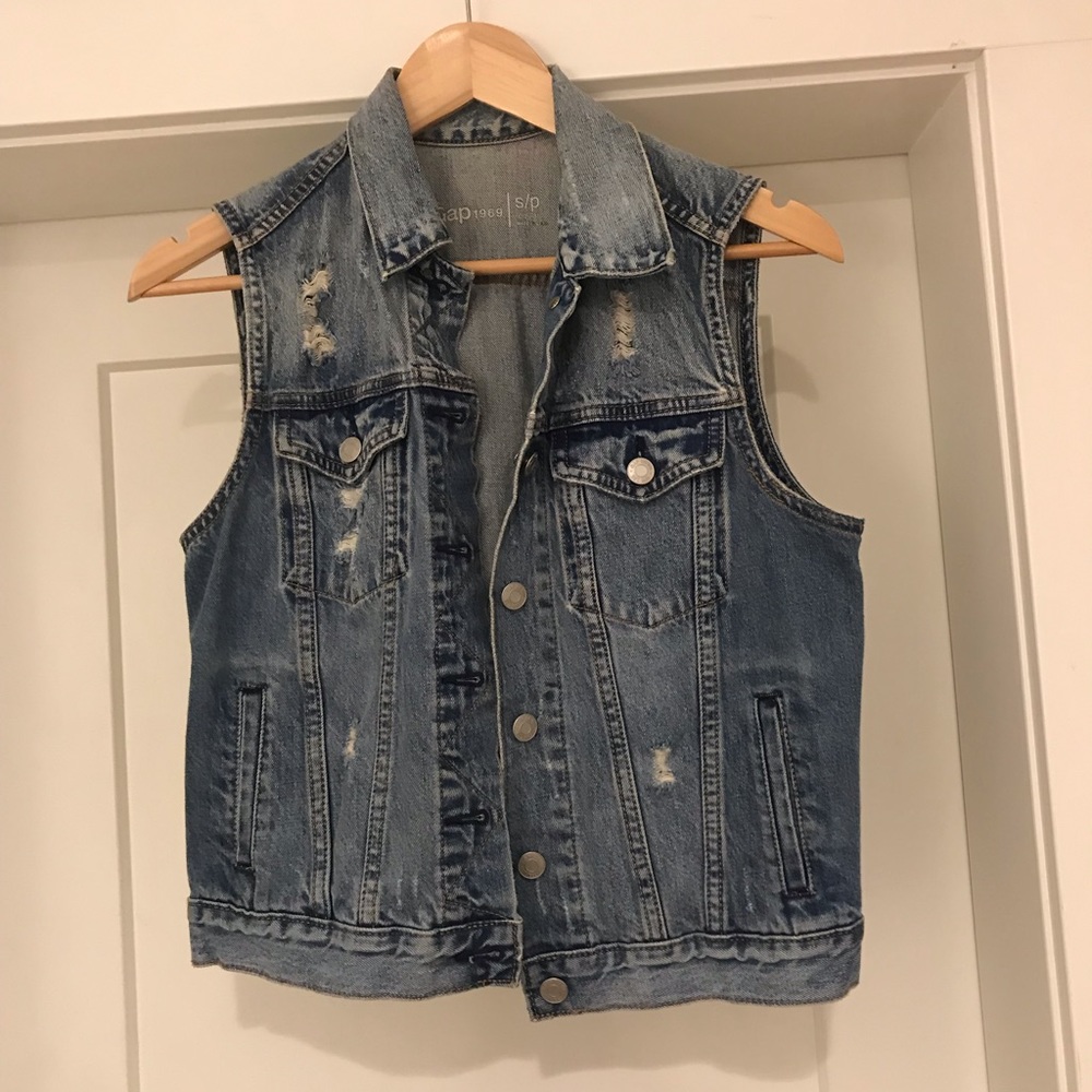 Gap Distressed Denim Vest